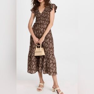 Tuckernuck O.P.T Brown Floral Phoebe Dress 100% Cotton Size Small